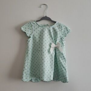 Tahari Kids Green A-line Dress with Ruched Bodice and Flutter Cap Sleeves 3T